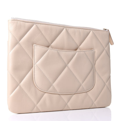 Chanel Shiny Goatskin Quilted Chanel 19 Pouch Beige 2 of 4