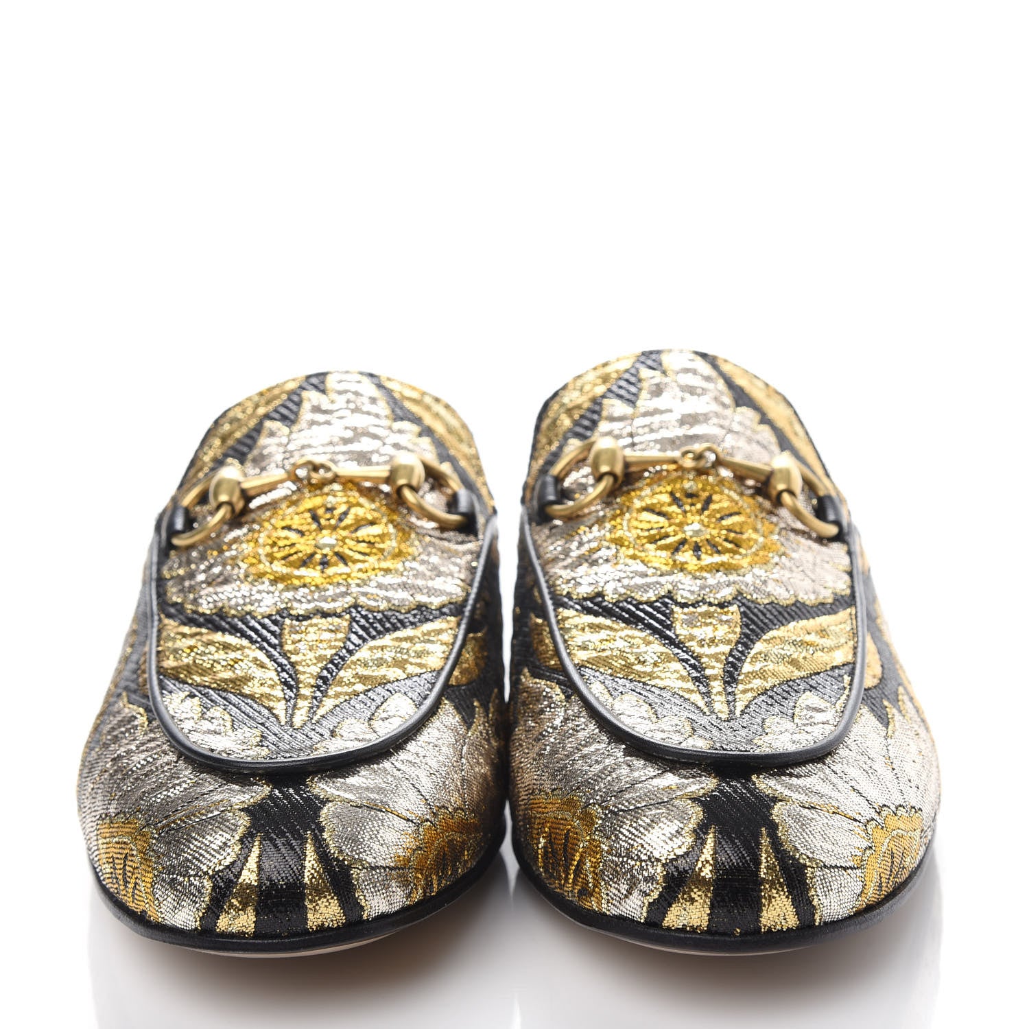 Gucci Jacquard Floral Womens Princetown Slippers 36 Oro Black 5 of 11