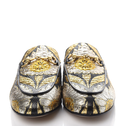 Gucci Jacquard Floral Womens Princetown Slippers 36 Oro Black 5 of 11
