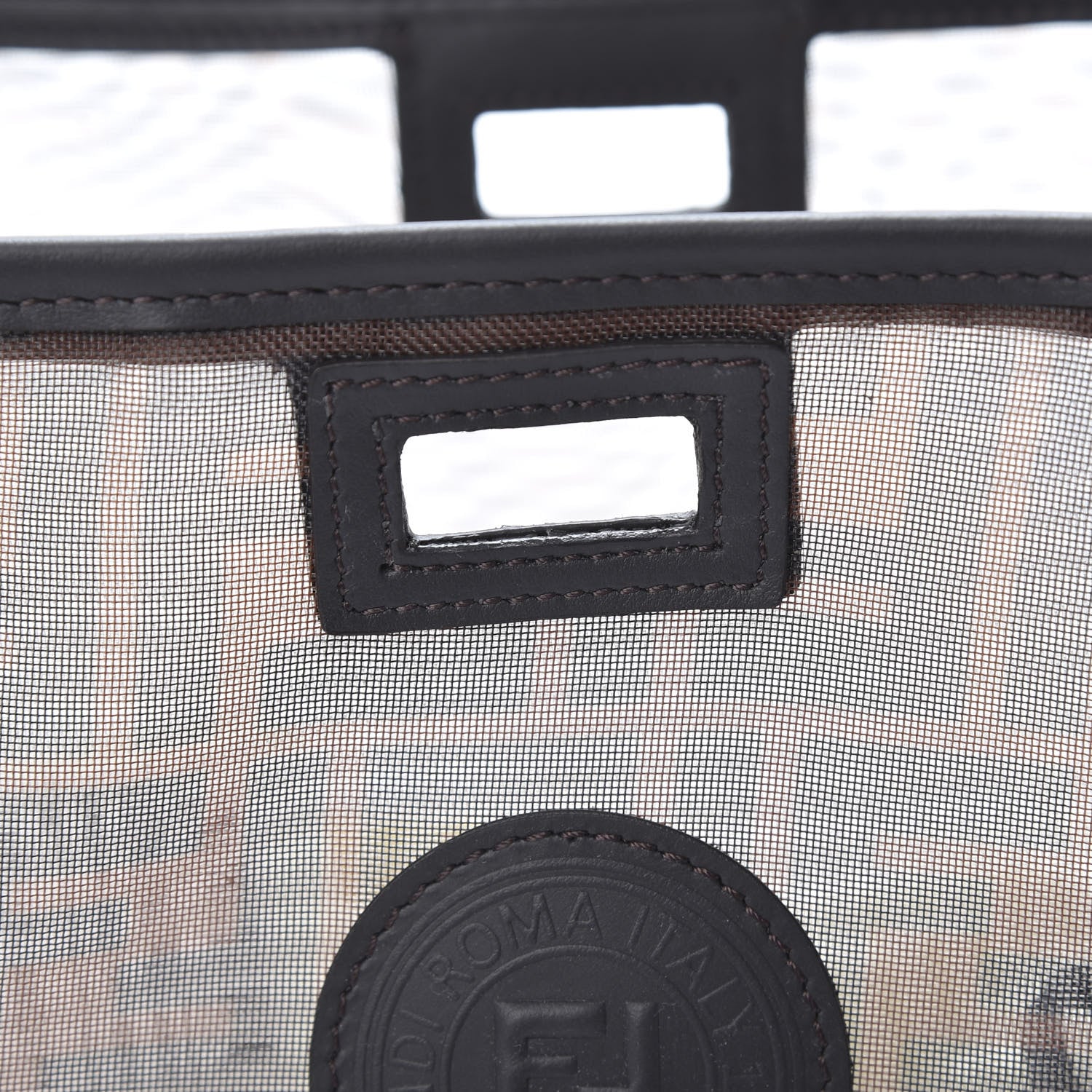 Fendi Mesh Vitello Century FF 1974 Mini Peekaboo Defender Cover Marrone Black Ebano 9 of 9