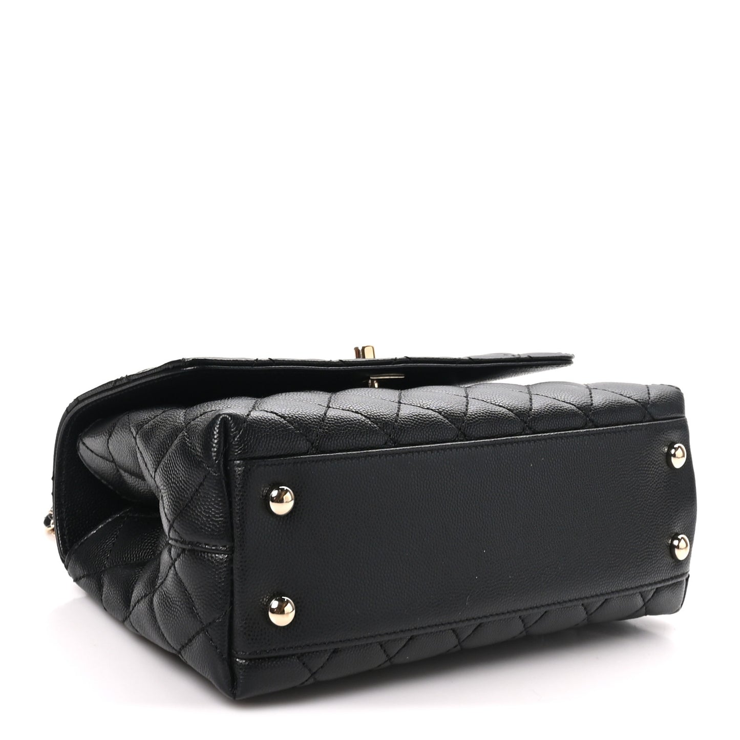 Caviar Quilted Lizard Embossed Mini Coco Handle Flap  Black