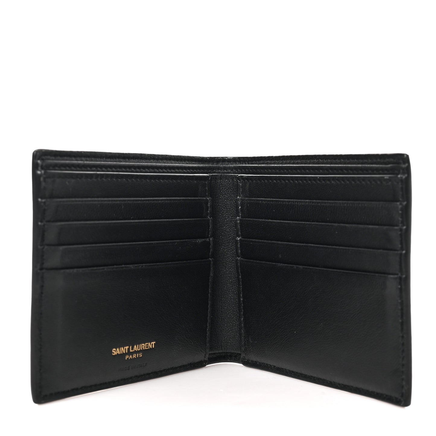 Calfskin Crocodile Embossed Tiny Cassandre East West Wallet Black