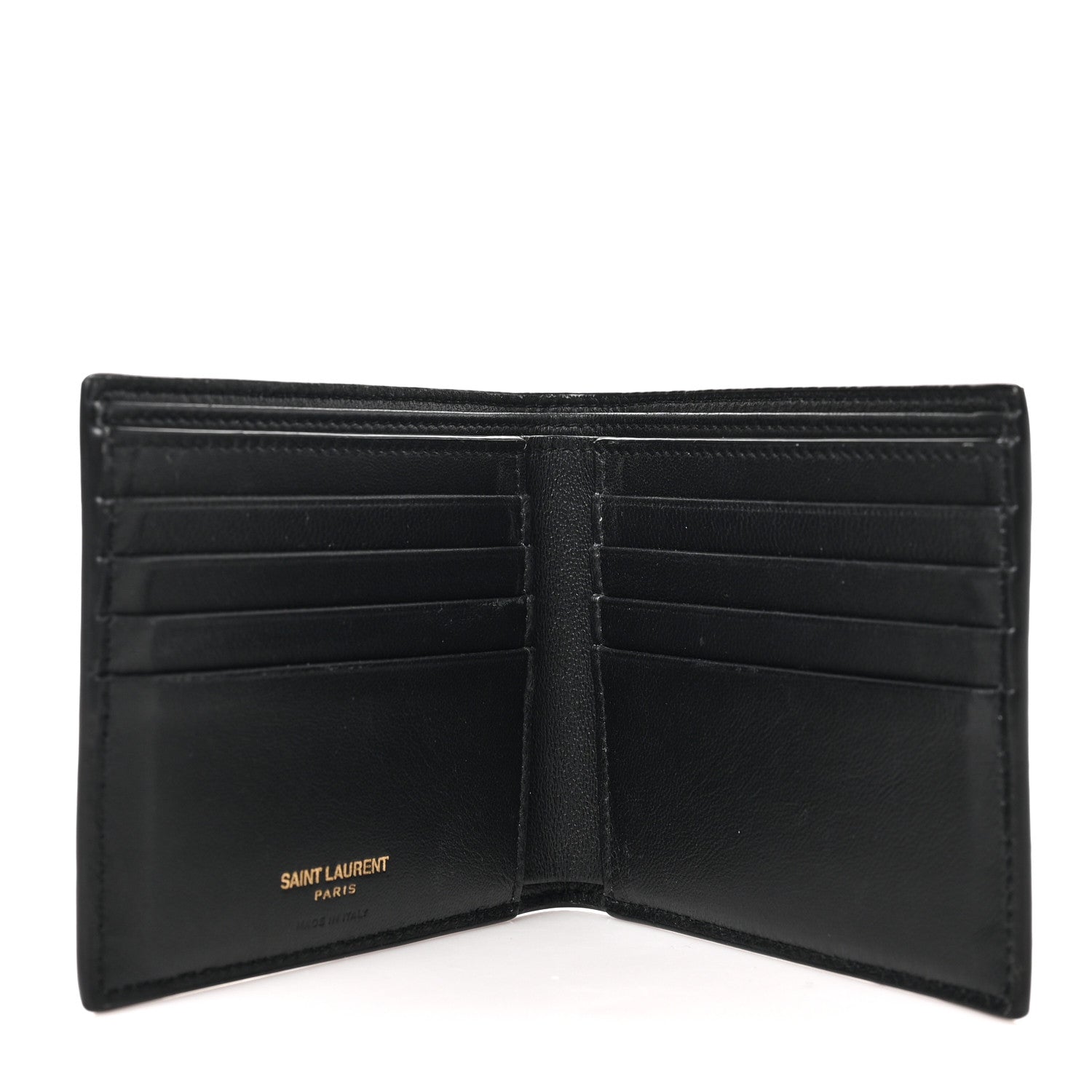 Saint Laurent Calfskin Crocodile Embossed Tiny Cassandre East West Wallet Black 5 of 6