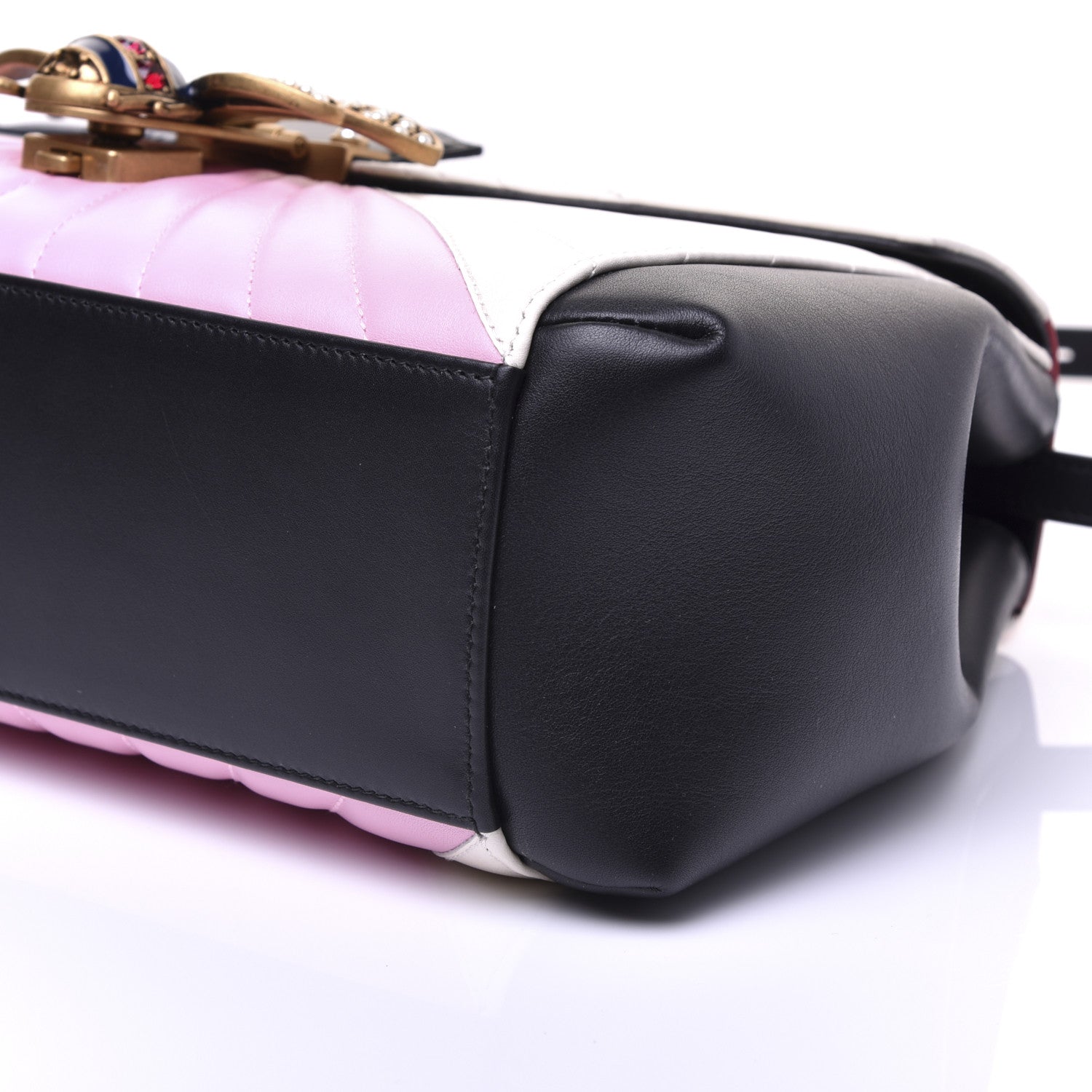Gucci Calfskin Bamboo Trapuntata Queen Margaret Top Handle Bag Blue Agata Hibiscus Red Mystic White Sugar Pink 7 of 12