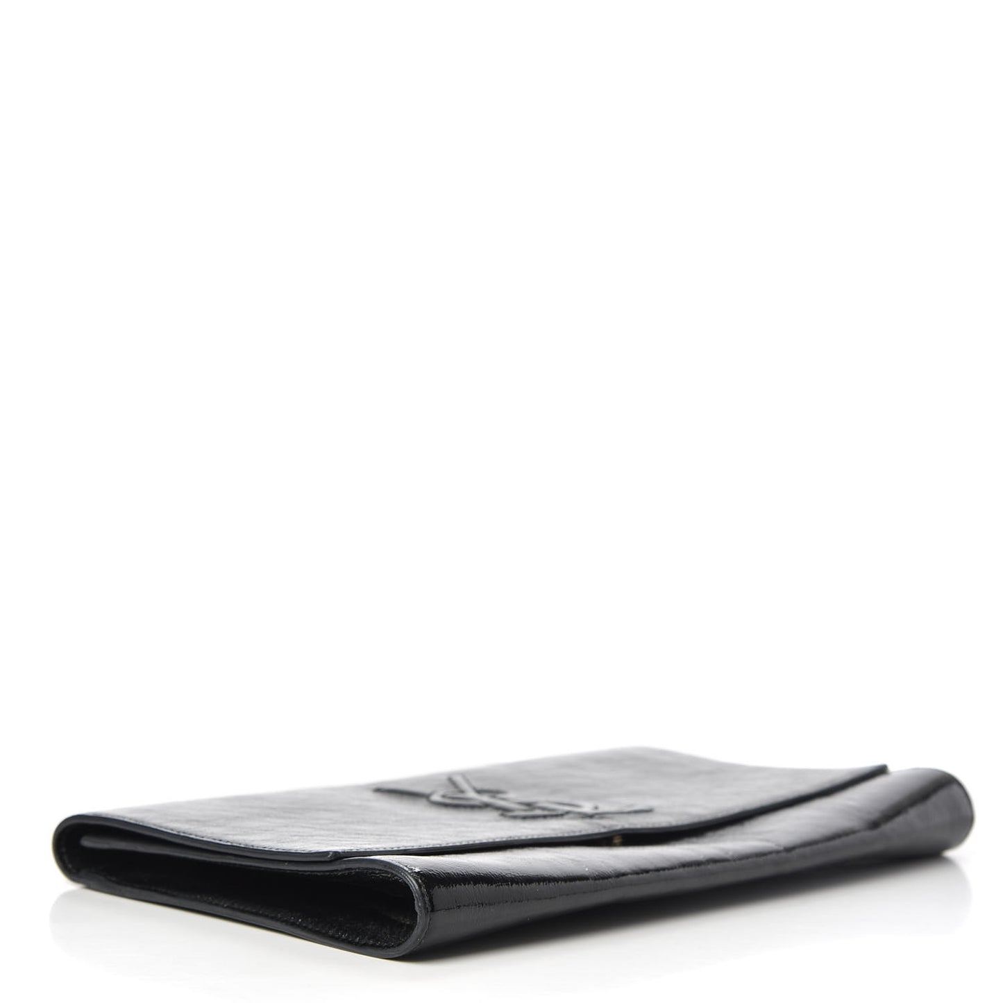 Textured Patent Monogram Large Belle De Jour Clutch Black