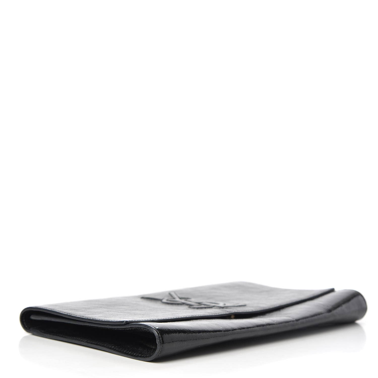 Saint Laurent Textured Patent Monogram Large Belle De Jour Clutch Black 4 of 7
