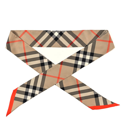 Burberry Silk Vintage Check Print Skinny Scarf Sand 1 of 3