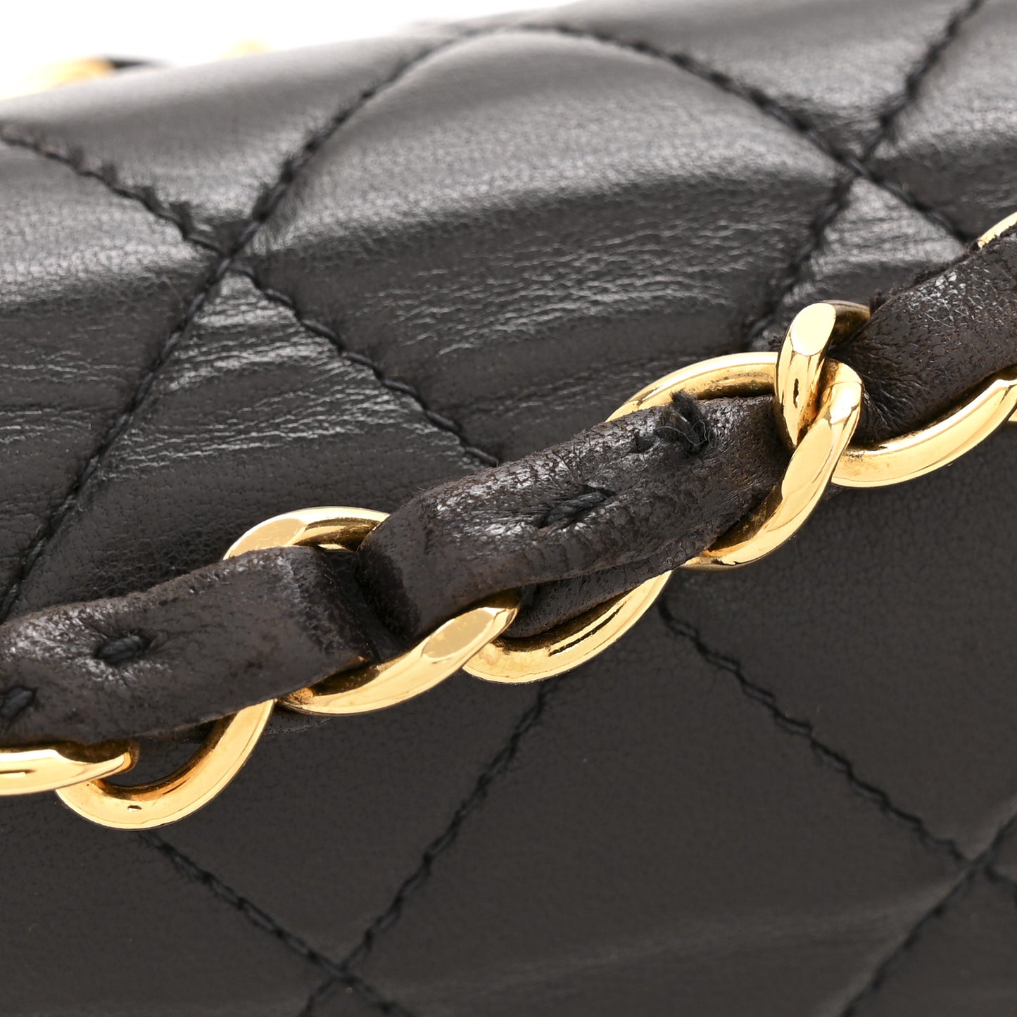Lambskin Quilted Medium Double Flap Black