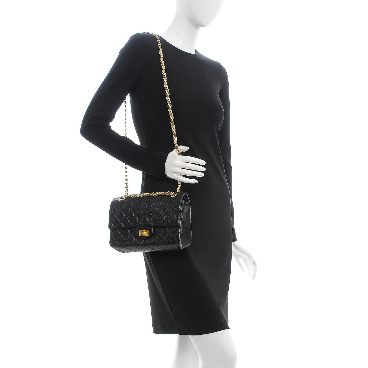 Chanel Aged Calfskin Quilted 2.55 Reissue 225 Flap Black 2 of 9