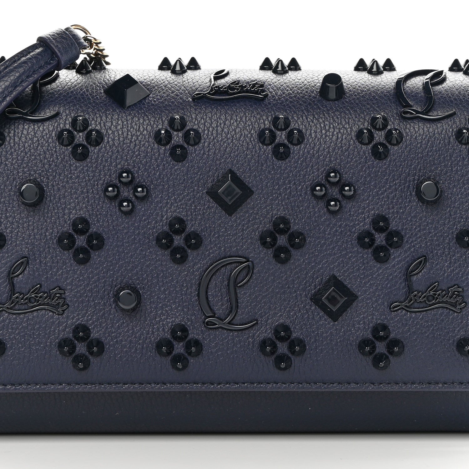 Christian Louboutin Calfskin Spikes Loubinthesky Paloma Clutch Navy 8 of 12