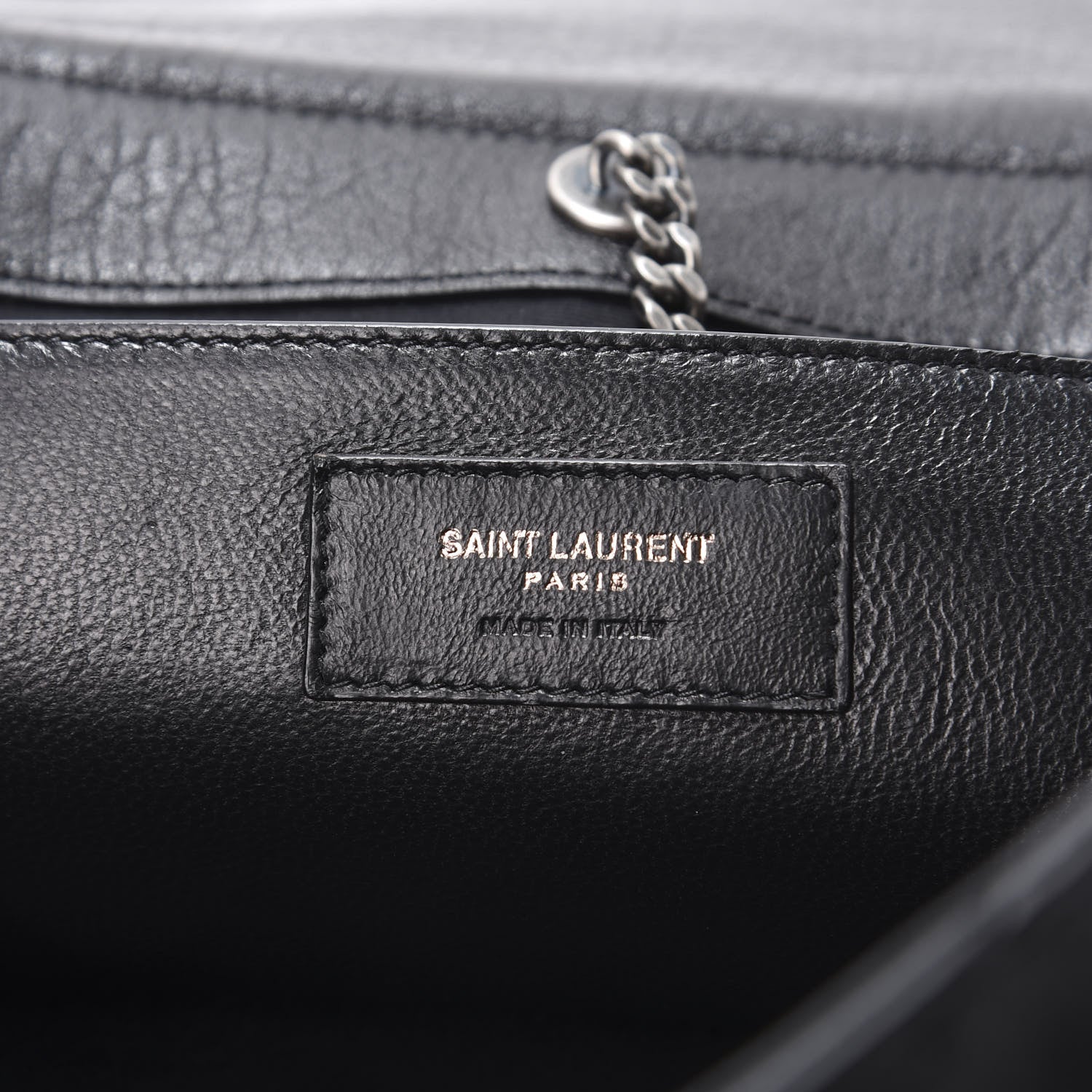 Saint Laurent Pebbled Lambskin Chevron Monogram Small Nolita Black 9 of 12