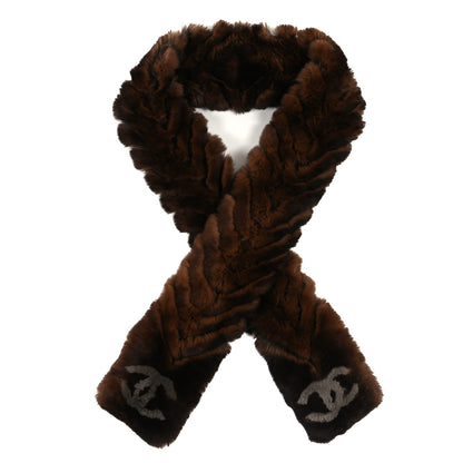 Chanel Orylag Rabbit Fur CC Scarf Brown Multicolor 1 of 3