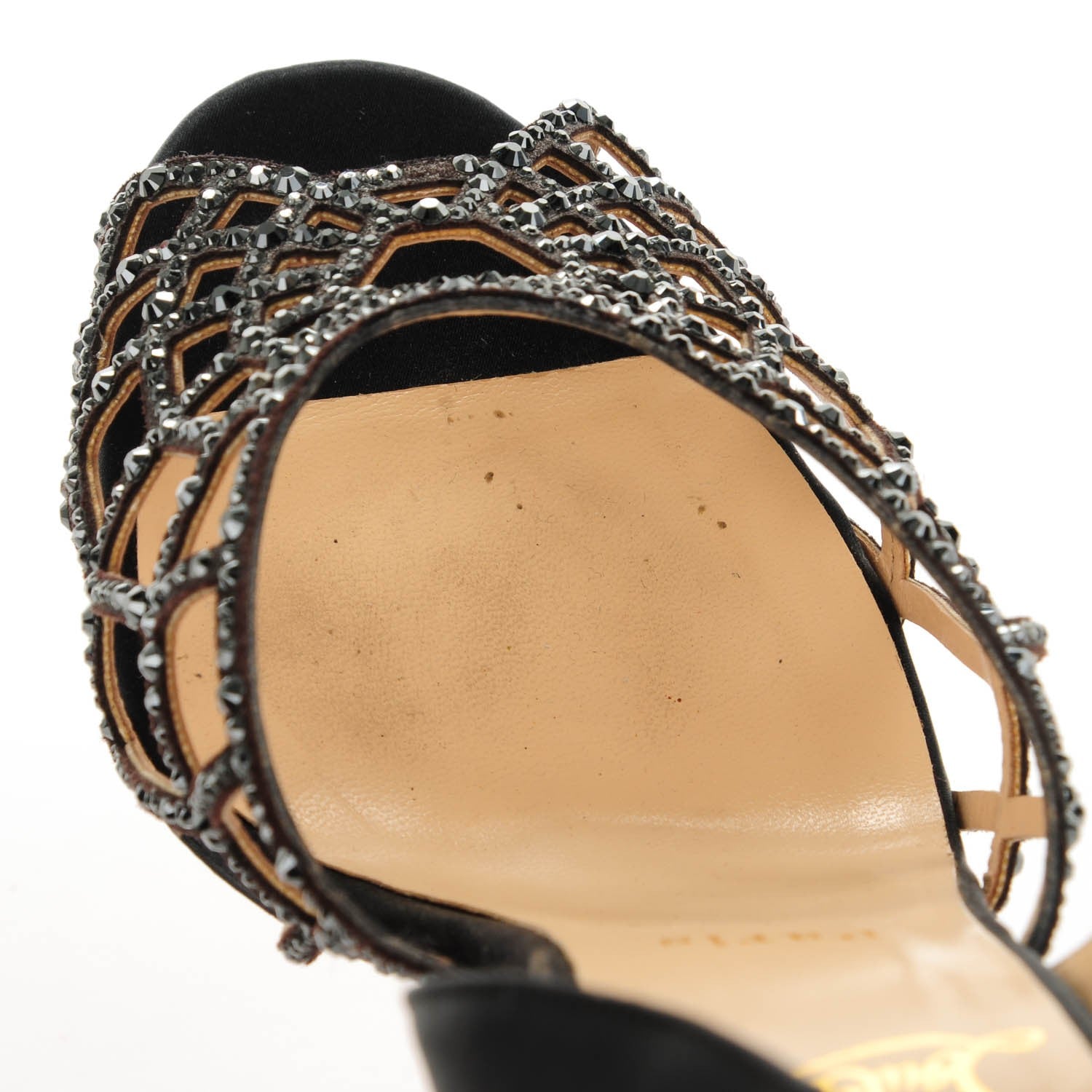 Christian Louboutin Satin Strass Aranea 100 Heels 39.5 Black Hematite 10 of 12