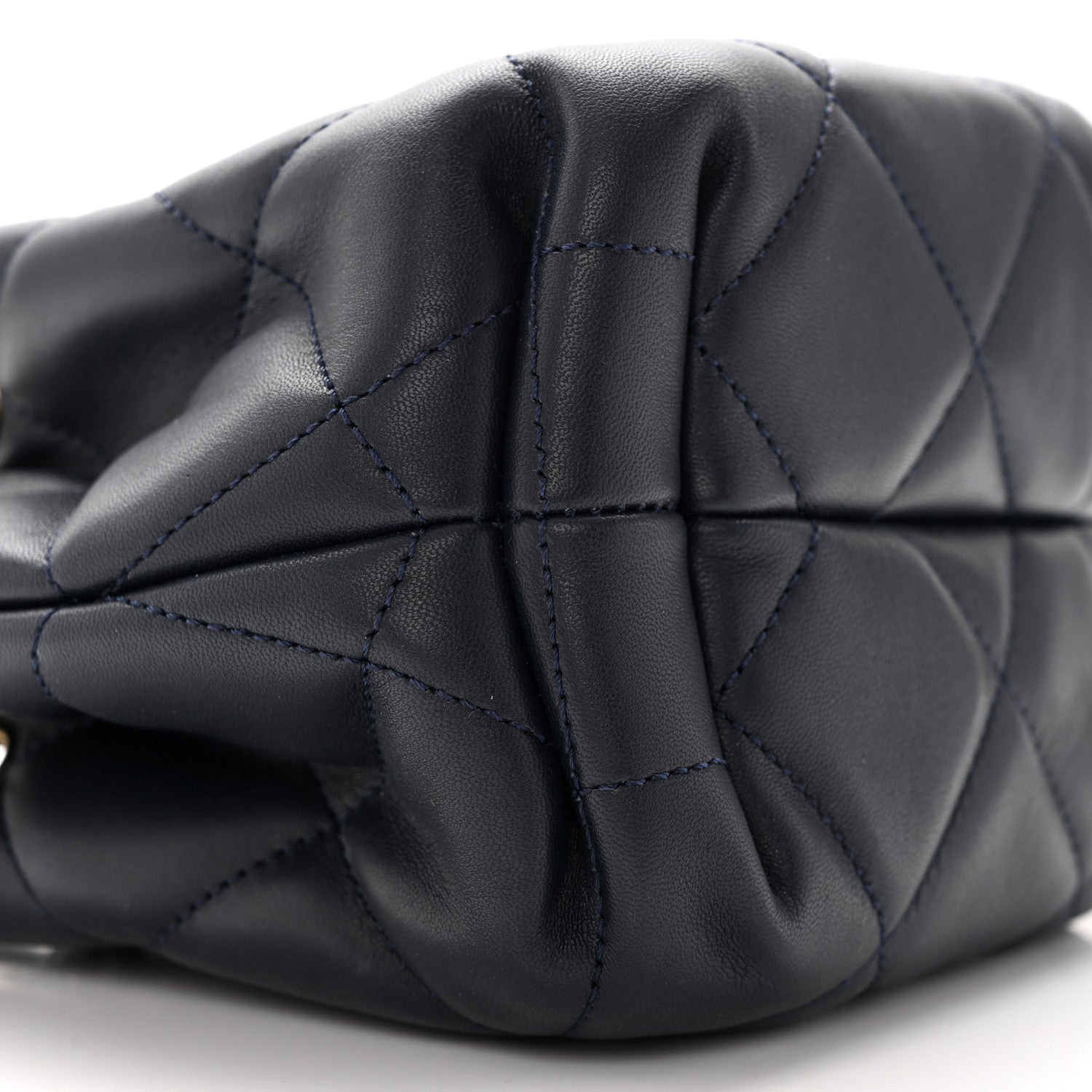 Chanel Lambskin Quilted CC Dweller Drawstring Bucket Bag Navy 9 of 11
