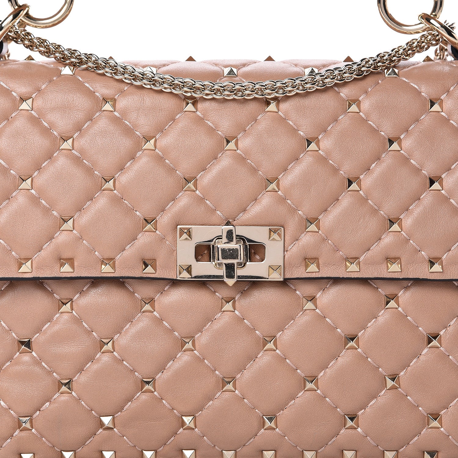 Valentino Garavani Nappa Medium Rockstud Spike Shoulder Bag Camel Rose 7 of 12