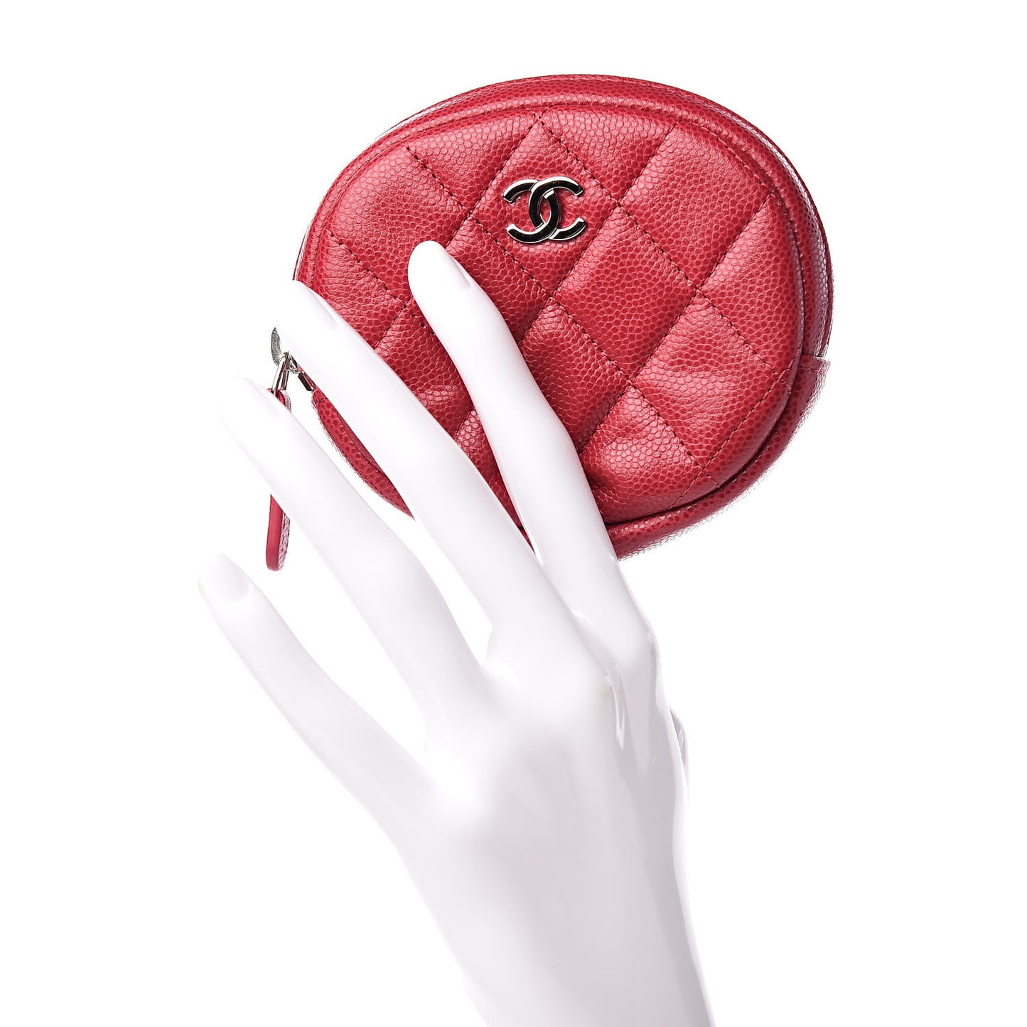 Caviar Quilted Zip Around Classic Coin Purse Dark Pink