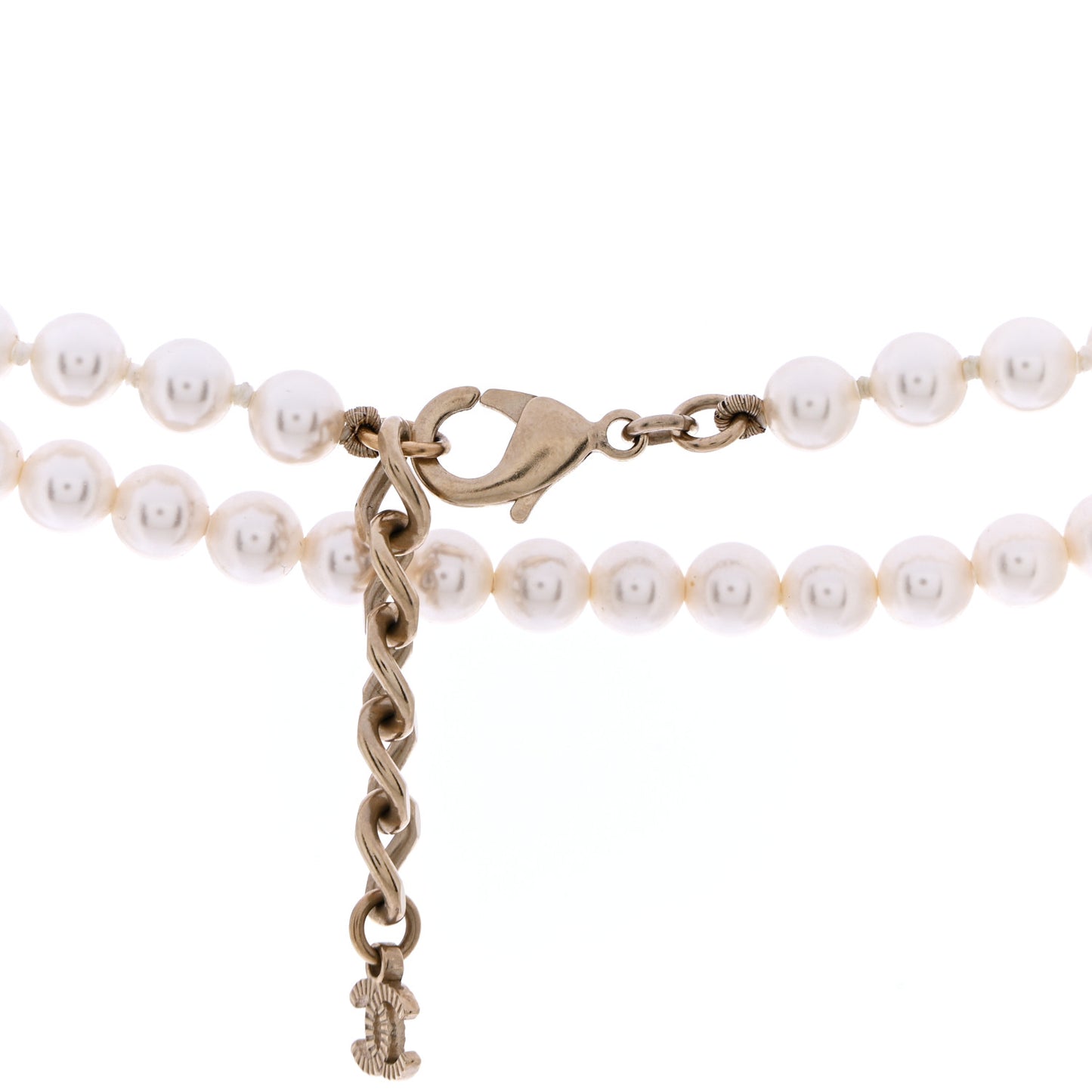 Pearl Baguette Crystal CC Long Necklace Gold
