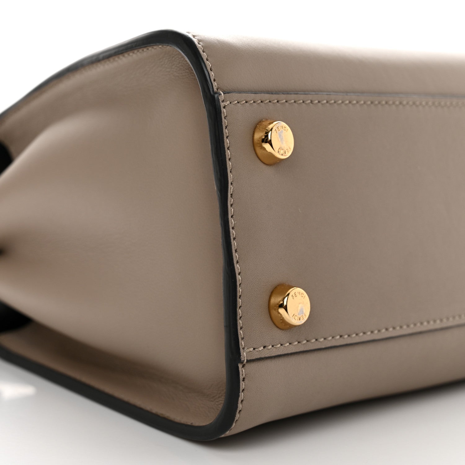 Fendi Vitello Tahiti Burro Medium Peekaboo Iconic Essentially Satchel Tortora Black 10 of 13