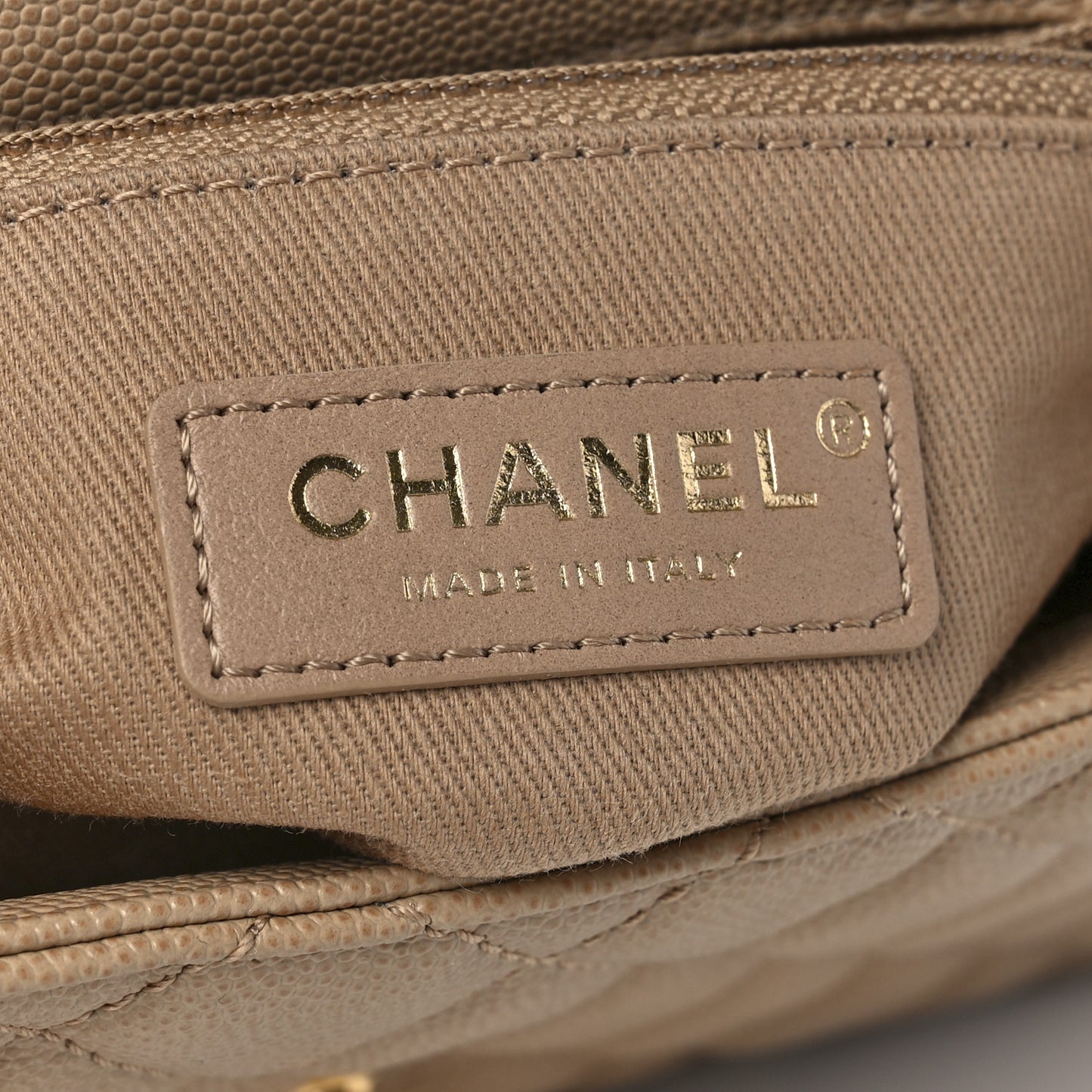 Caviar Quilted Mini Coco Handle Flap Beige