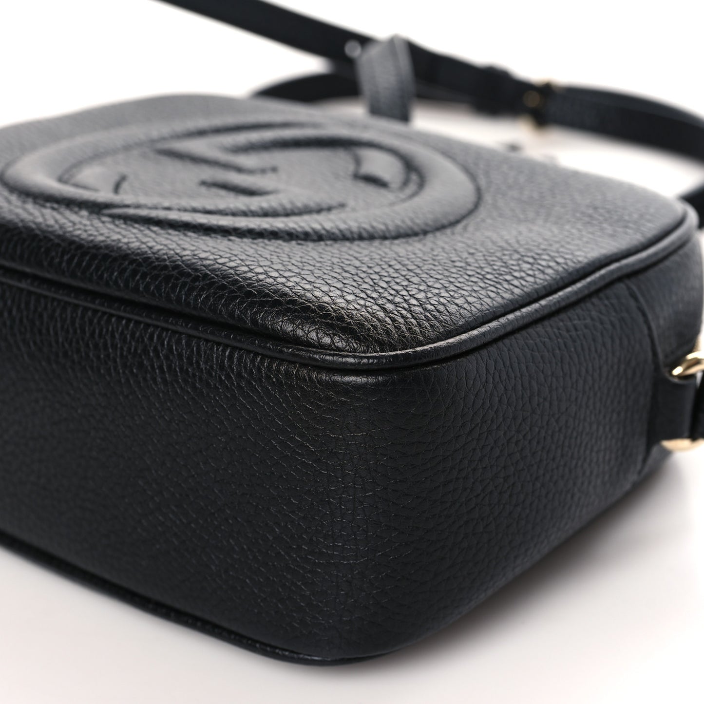 Pebbled Calfskin Small Soho Disco Bag Black