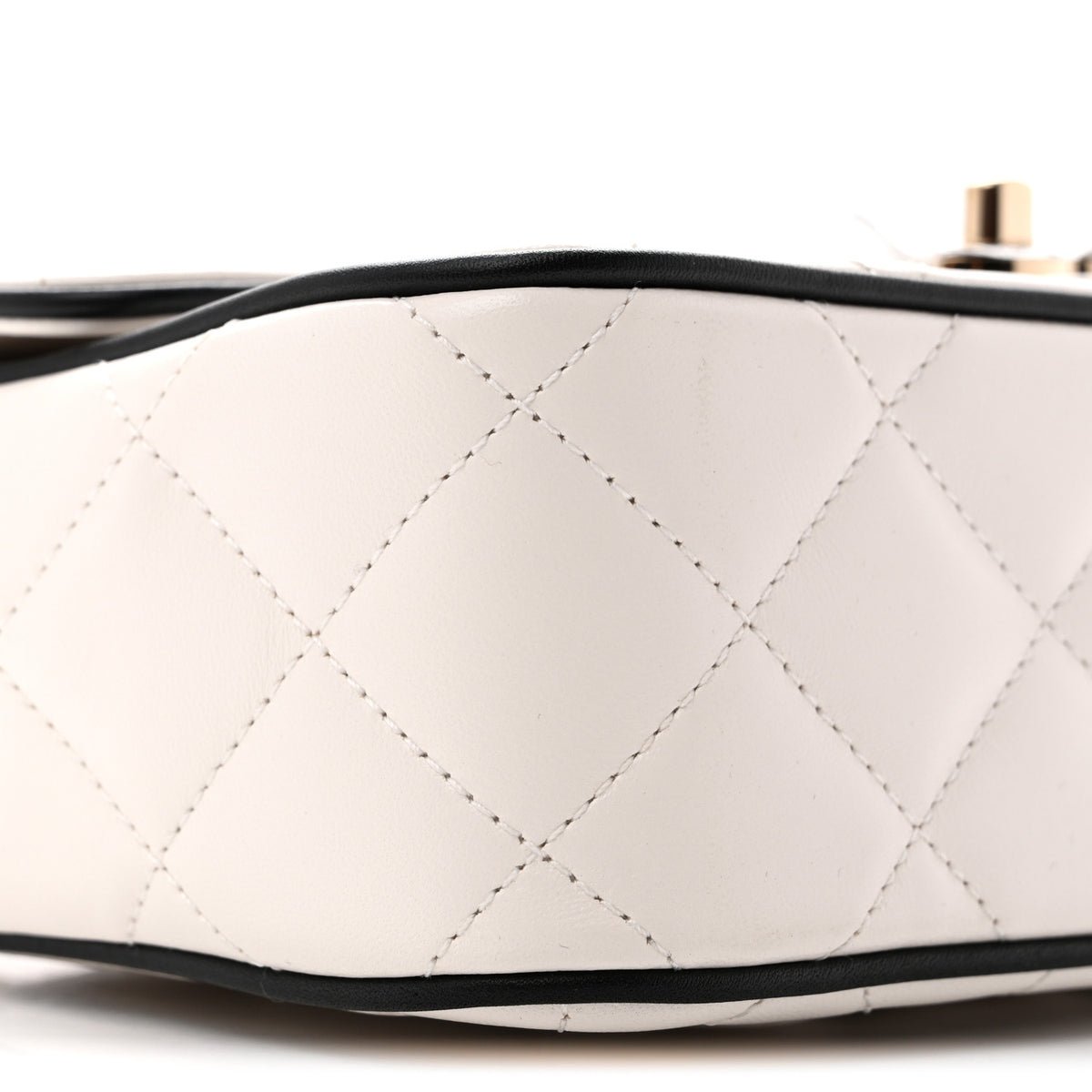 Lambskin Quilted Resin Graphic Frame Flap Bag White Black
