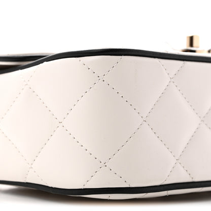 Chanel Lambskin Quilted Resin Graphic Frame Flap Bag White Black 8 of 10