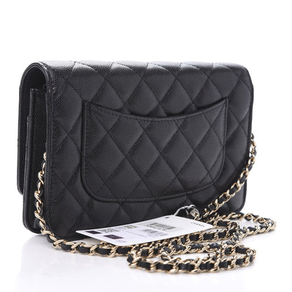 Chanel Caviar Quilted French New Wave Chain CC Wallet On Chain WOC Black 3 of 12
