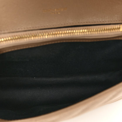 Saint Laurent Sheepskin Matelasse Chevron Monogram Medium College Bag Dark Beige 6 of 13