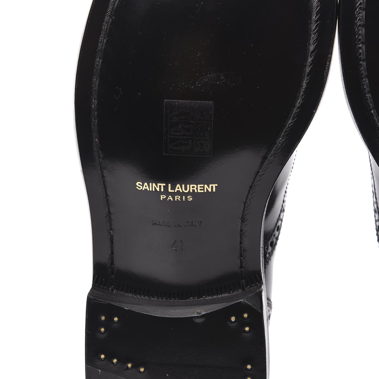 Saint Laurent Patent Calfskin Army Brogue Wingtip Oxfords 41 Black 6 of 8