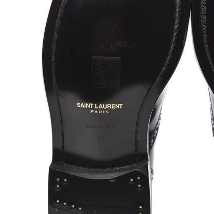 Saint Laurent Patent Calfskin Army Brogue Wingtip Oxfords 41 Black 6 of 8