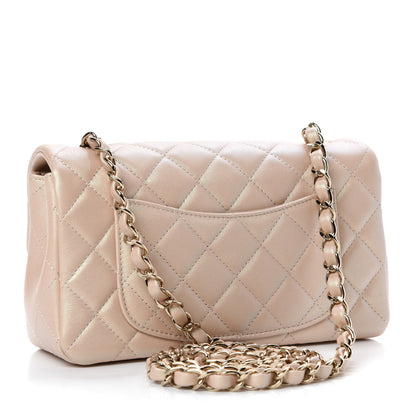Chanel Iridescent Calfskin Quilted Mini Rectangular Flap Beige 3 of 10