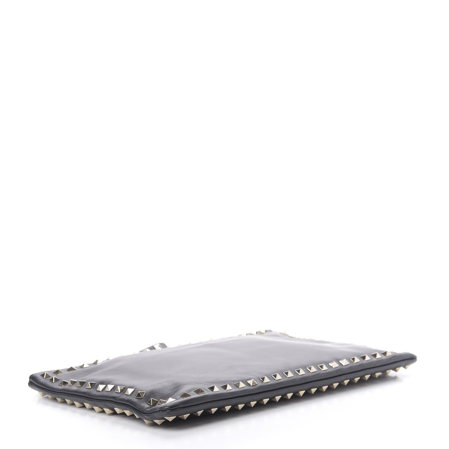 Valentino Garavani Vitello Large Rockstud Zip Wristlet Pouch Black 4 of 12