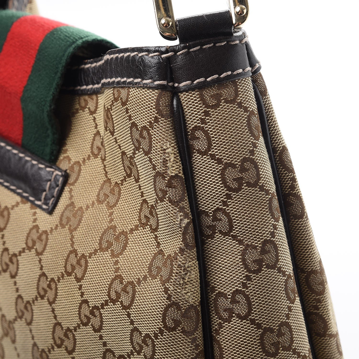 Gucci Monogram Medium New Ladies Web Hobo Dark Brown 9 of 14