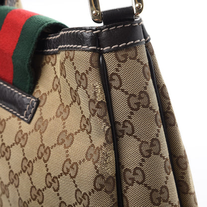 Gucci Monogram Medium New Ladies Web Hobo Dark Brown 9 of 14