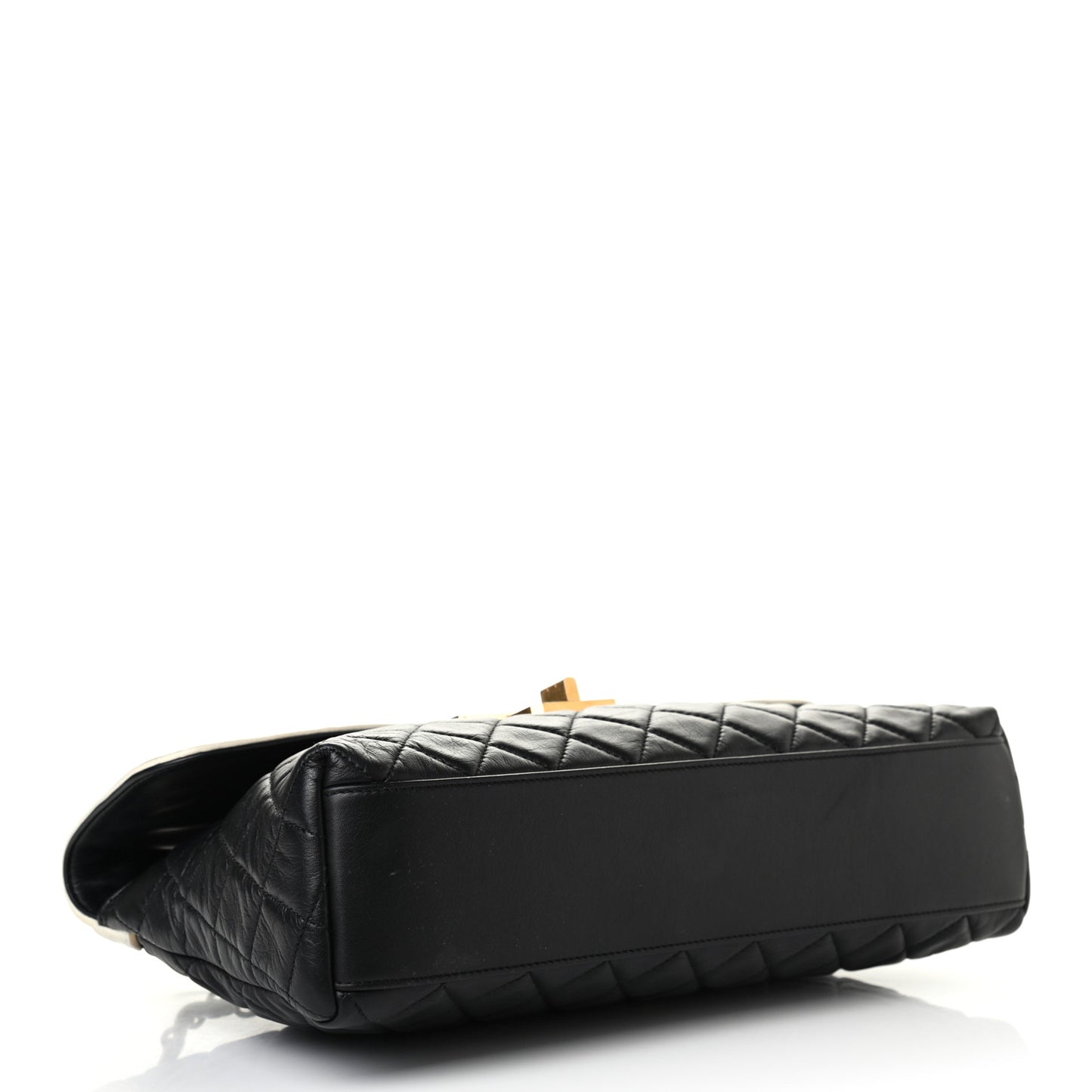 Lambskin Quilted Mademoiselle East West Flap Black White