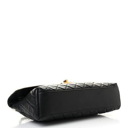 Chanel Lambskin Quilted Mademoiselle East West Flap Black White 3 of 4