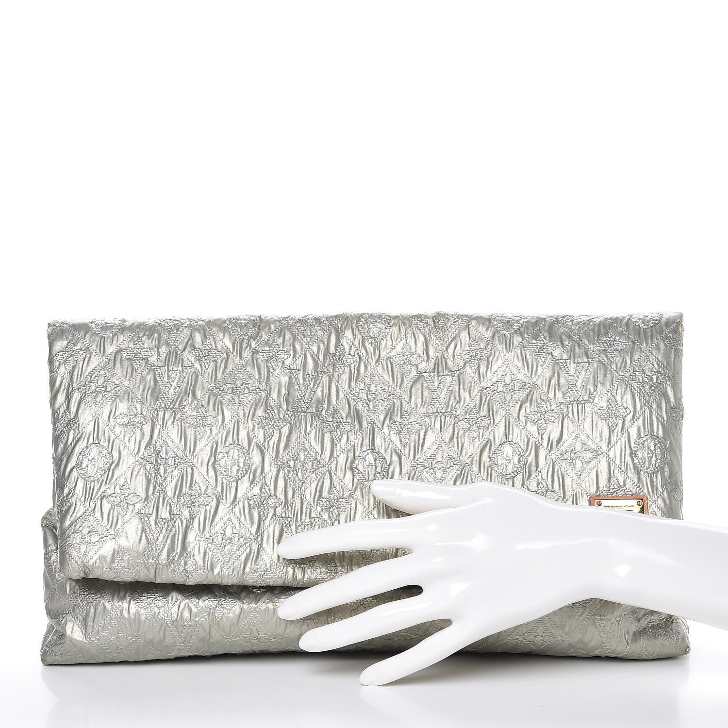 Louis Vuitton Jacquard Quilted Monogram Limelight Clutch GM Perle 2 of 7