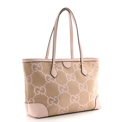 Gucci Monogram Jumbo GG Textured Dollar Calfskin Medium Ophidia Shopping Tote Beige Perfect Pink 3 of 12