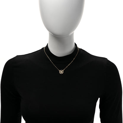 Chanel Crystal Metal CC Round Pendant Necklace Gold 2 of 5