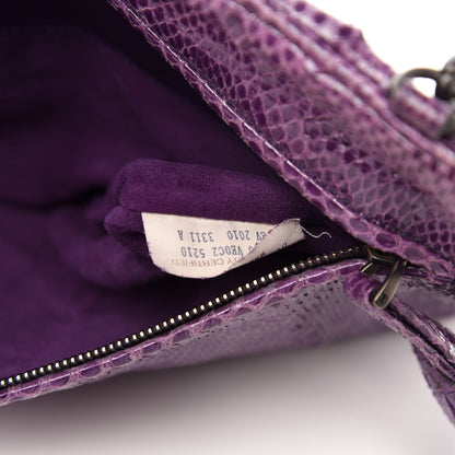 Bottega Veneta Ayers Snakeskin Flat Clutch Crossbody Purple 10 of 11