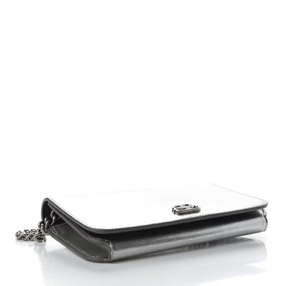 Balenciaga Metallic Grained Calfskin BB Phone Holder Wallet On Chain Silver 4 of 10