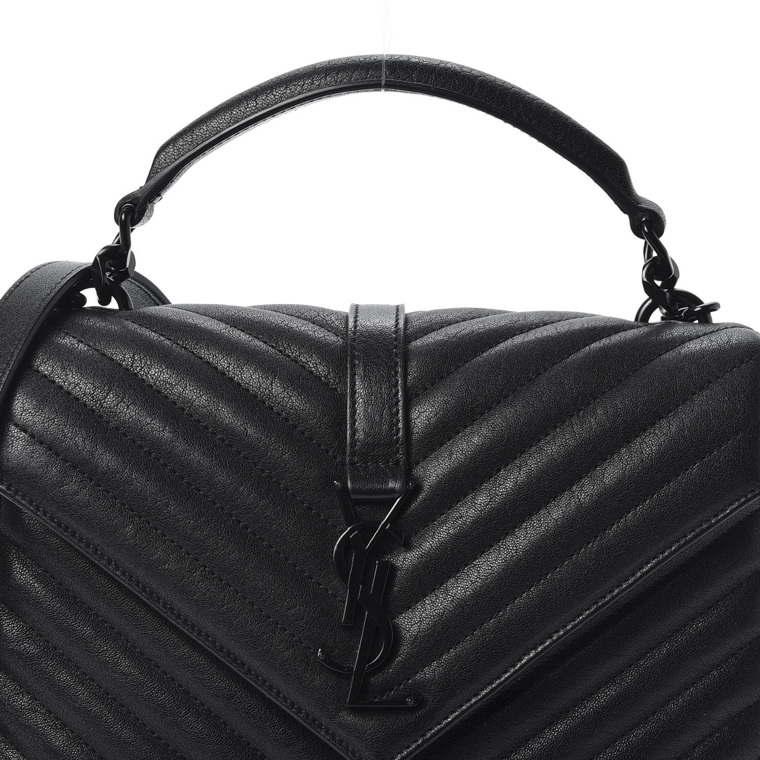 Saint Laurent Sheepskin Matelasse Chevron Monogram Medium College Bag Black 9 of 9