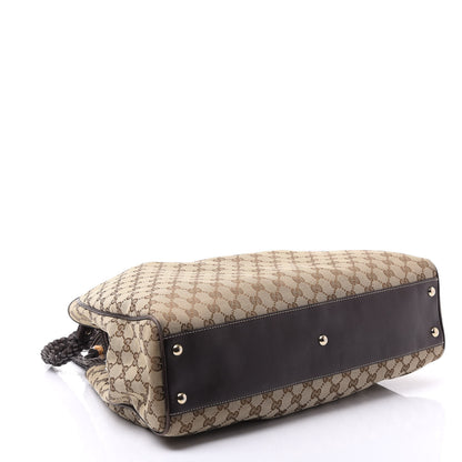 Gucci Monogram Peggy Braided Tote Dark Brown 3 of 9