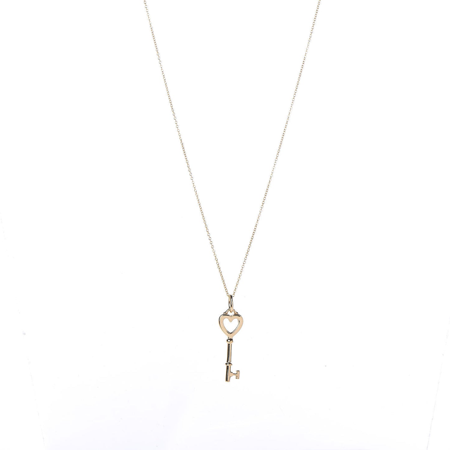18K Yellow Gold Mini Heart Key Pendant Necklace