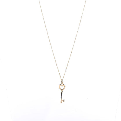 Tiffany 18K Yellow Gold Mini Heart Key Pendant Necklace 1 of 6