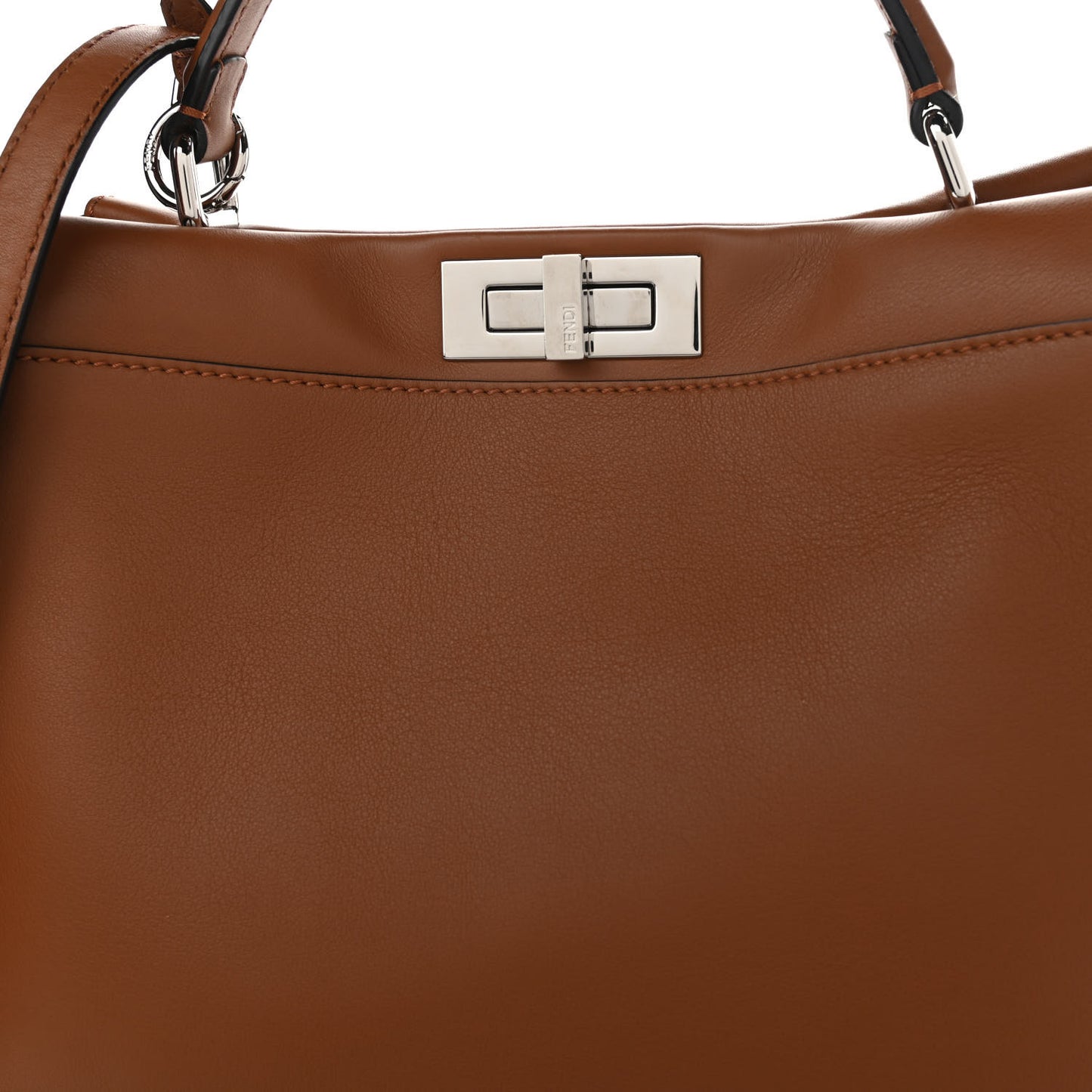 Calfskin Lace Up Large Peekaboo Iconic Satchel Cognac