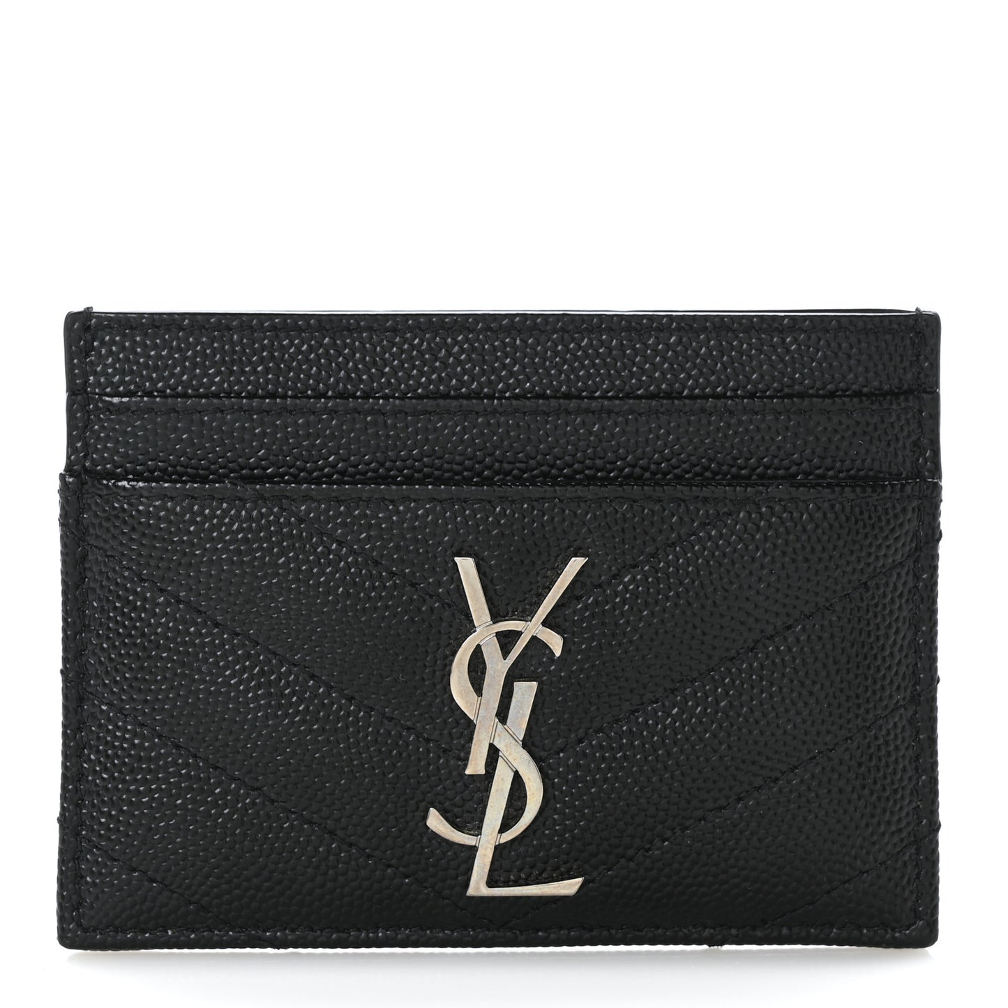 Grain De Poudre Matelasse Chevron Monogram Credit Card Case Black