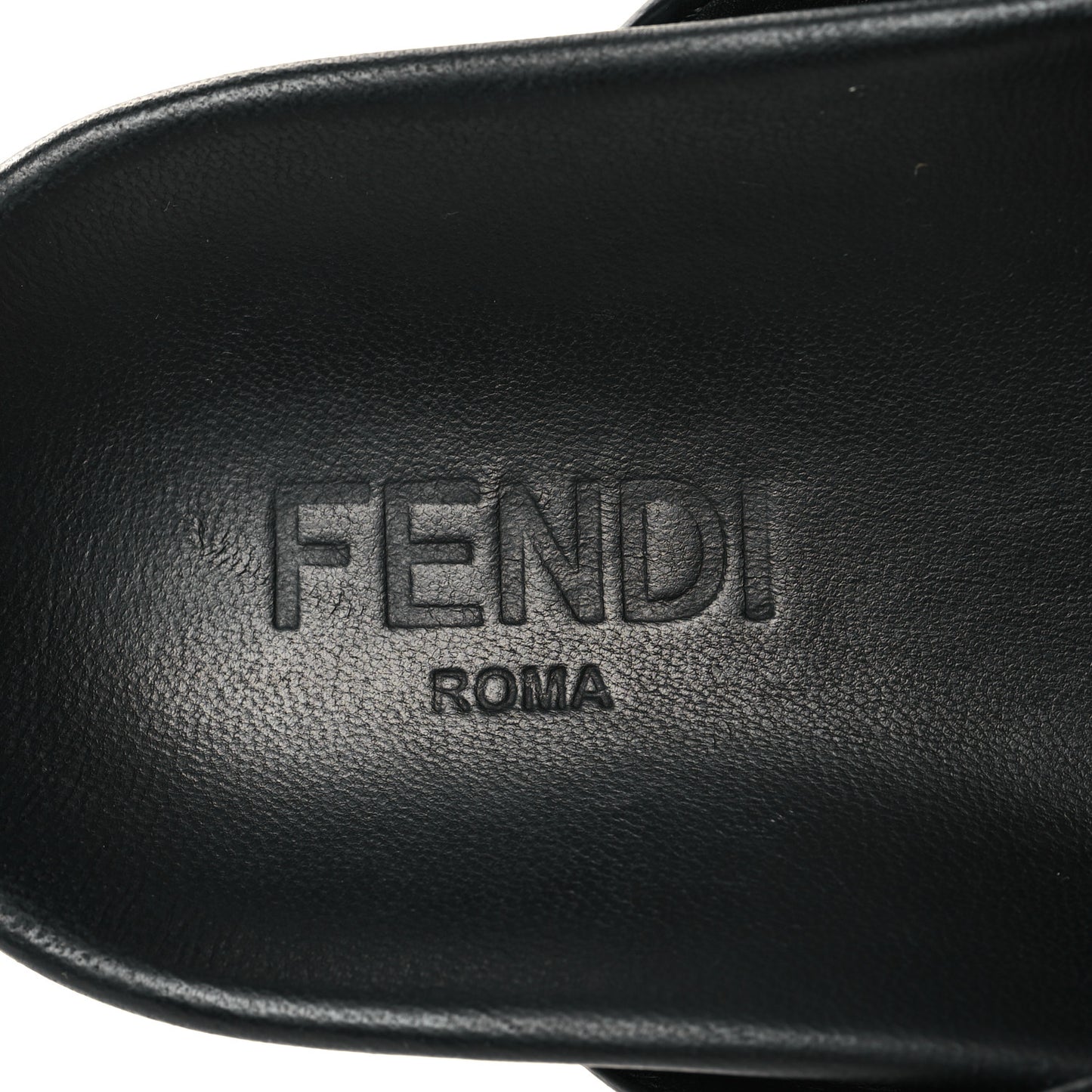 Calfskin FF Mens Slide Sandals 9 Black