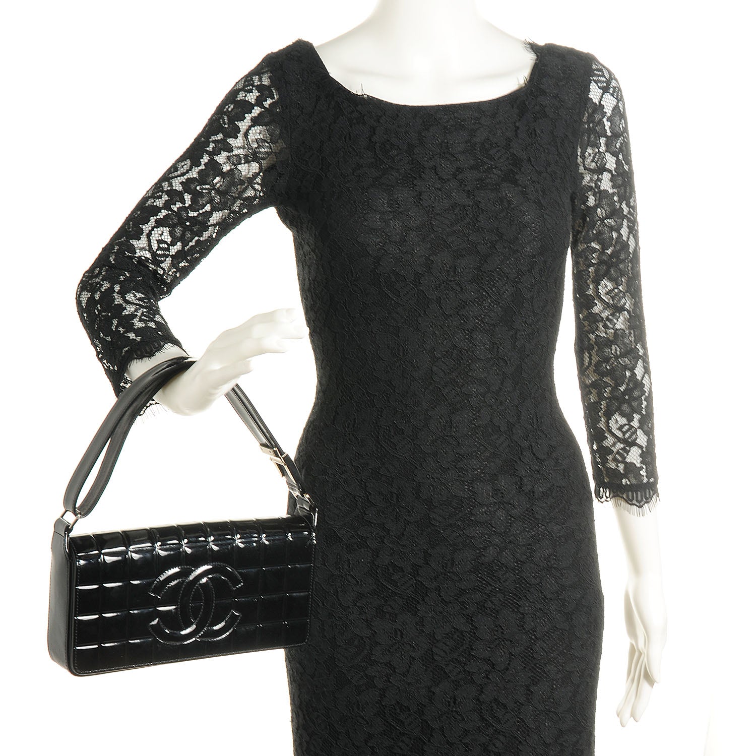 Chanel Patent Chocolate Bar Quilted CC Flap Black 2 of 6