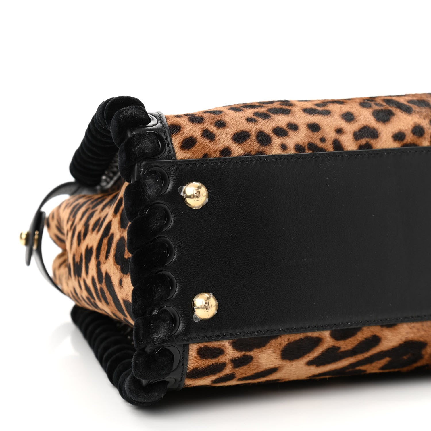 Fendi Calf Hair Leopard Print Lace Up Medium Peekaboo Iconic Satchel Tobacco 10 of 11